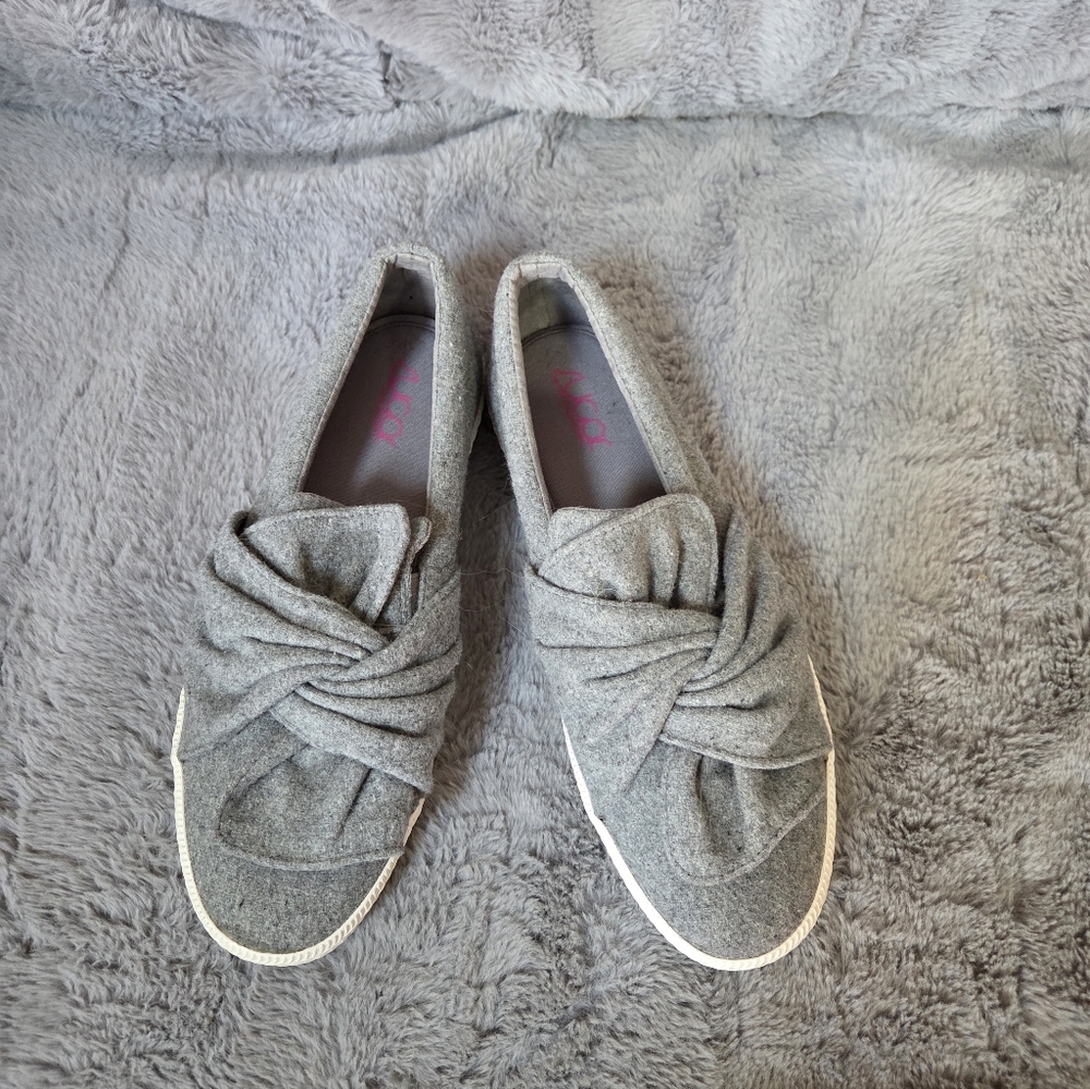 Sugar Memory Foam Sneaker-Sole Flats, Gray, Size 10 M